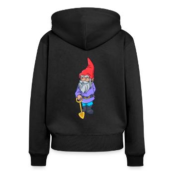 Garden gnome with shovel - Women's Premium Organic Zip Hoodie - black - Back - Julia (174cm)