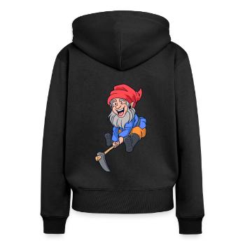 Garden gnome with - Women's Premium Organic Zip Hoodie - black - Back - Julia (174cm)