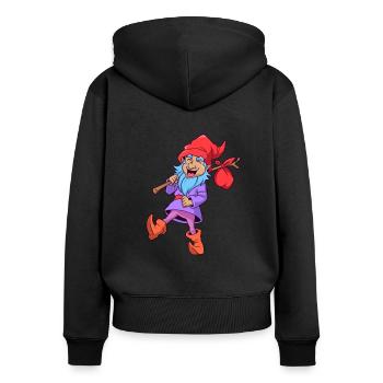 Garden gnome while hiking - Women's Premium Organic Zip Hoodie - black - Back - Julia (174cm)