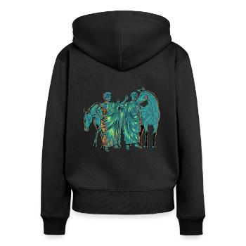 Les Dioscures - Castor et Pollux - Sweat à capuche zippé Premium bio Femme - noir - Dos - Julia (174cm)