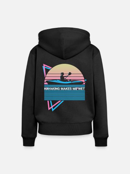 Lustiges Kajak Kajakfahren Retro - Frauen Premium Bio Zip Hoodie - Schwarz