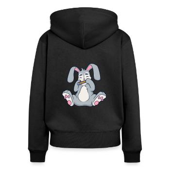 Rabbit plays harmonica - Women's Premium Organic Zip Hoodie - black - Back - Julia (174cm)