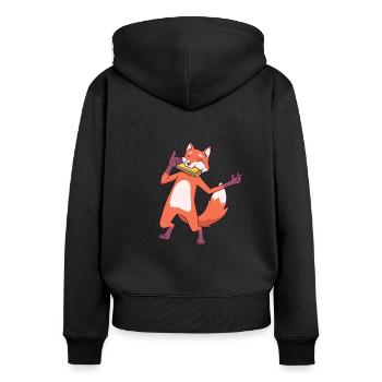 Fox plays harmonica - Women's Premium Organic Zip Hoodie - black - Back - Julia (174cm)