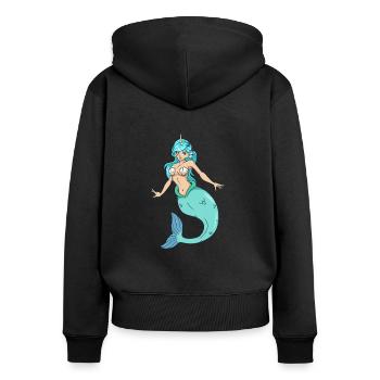 Einhorn Meerjungfrau - Frauen Premium Bio Zip Hoodie - Schwarz - Hinten - Julia (174cm)
