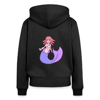 Cartoon Meerjungfrau - Frauen Premium Bio Zip Hoodie - Schwarz - Hinten - Julia (174cm)
