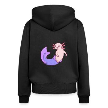 La Sirène Axolotl - Sweat à capuche zippé Premium bio Femme - noir - Dos - Julia (174cm)