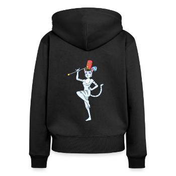 Comic cat twirling - Women's Premium Organic Zip Hoodie - black - Back - Julia (174cm)