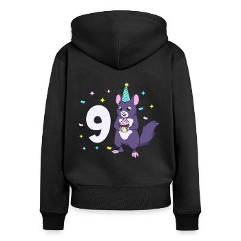 Mit Chinchilla - Kinder Geburtstag 9 Jahre - Frauen Premium Bio Zip Hoodie - Schwarz - Hinten - Julia (174cm)