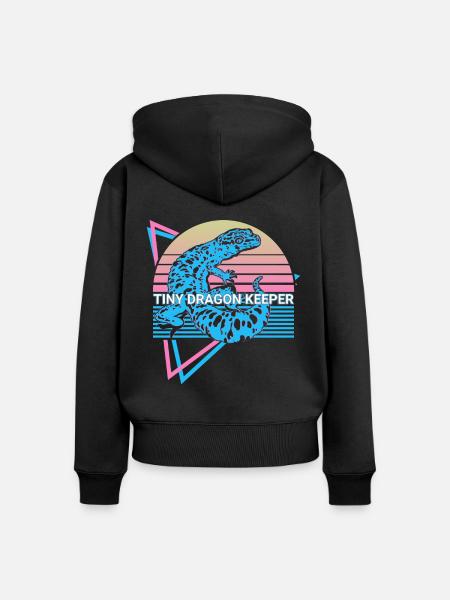 Leopard Gecko Retro - Frauen Premium Bio Zip Hoodie - Schwarz