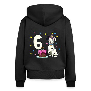 Mit Dalmatiner - Mädchen Geburtstag 6 Jahre - Frauen Premium Bio Zip Hoodie - Schwarz - Hinten - Julia (174cm)