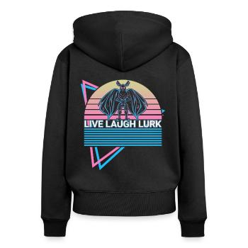 Mothman Krypto Kryptozoologie Retro - Frauen Premium Bio Zip Hoodie - Schwarz - Hinten - Julia (174cm)