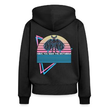 Mothman Crypto Cryptozoology Retro - Women's Premium Organic Zip Hoodie - black - Back - Julia (174cm)