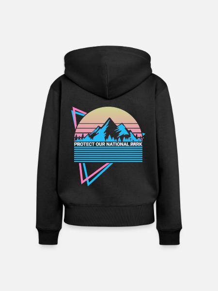 National Park Retro - Frauen Premium Bio Zip Hoodie - Schwarz