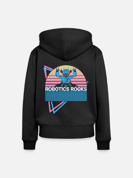 Retro-Roboter - Frauen Premium Bio Zip Hoodie - Schwarz
