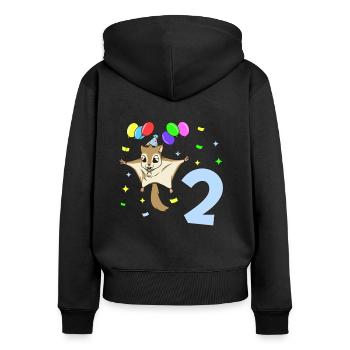 With flying squirrels - children's birthday 2 years - Women's Premium Organic Zip Hoodie - black - Back - Julia (174cm)
