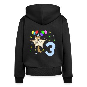 With flying squirrels - children's birthday 3 years - Women's Premium Organic Zip Hoodie - black - Back - Julia (174cm)