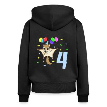 With flying squirrels - children's birthday 4 years - Women's Premium Organic Zip Hoodie - black - Back - Julia (174cm)