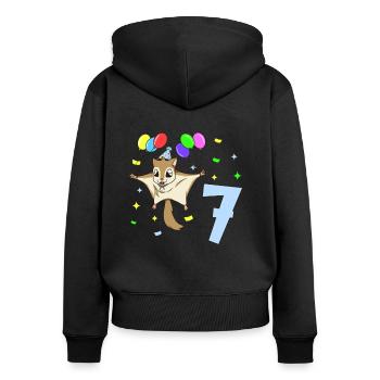 With flying squirrels - children's birthday 7 years - Women's Premium Organic Zip Hoodie - black - Back - Julia (174cm)
