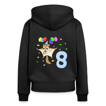 With flying squirrels - children's birthday 8 years - Women's Premium Organic Zip Hoodie - black - Back - Julia (174cm)