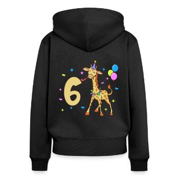 Avec Girafe - Anniversaire des enfants 6 ans - Sweat à capuche zippé Premium bio Femme - noir - Dos - Julia (174cm)