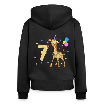 With Giraffe - Children's Birthday 7 Years - Women's Premium Organic Zip Hoodie - black - Back - Julia (174cm)