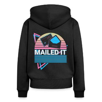 Postdienst Postbote Retro - Frauen Premium Bio Zip Hoodie - Schwarz - Hinten - Julia (174cm)