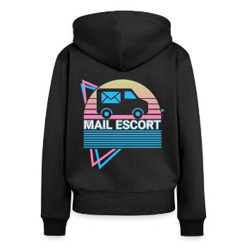 Postdienst Postbote Retro - Frauen Premium Bio Zip Hoodie - Schwarz - Hinten - Julia (174cm)