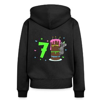 With Koala - Children's Birthday 7 Years - Women's Premium Organic Zip Hoodie - black - Back - Julia (174cm)