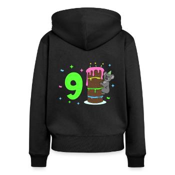 Mit Koala - Kinder Geburtstag 9 Jahre - Frauen Premium Bio Zip Hoodie - Schwarz - Hinten - Julia (174cm)