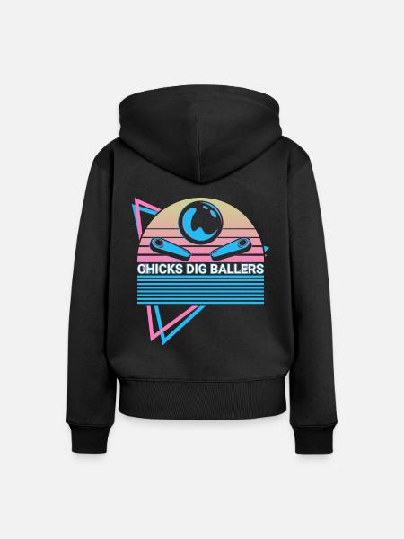 Flipperautomat Retro - Frauen Premium Bio Zip Hoodie - Schwarz