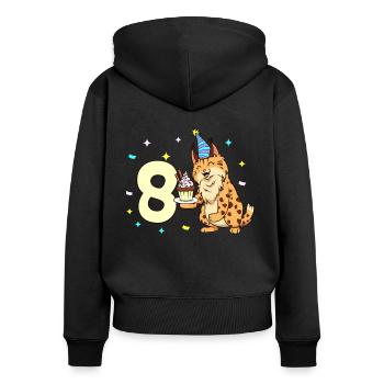 Mit Luchs - Kinder Geburtstag 8 Jahre - Frauen Premium Bio Zip Hoodie - Schwarz - Hinten - Julia (174cm)