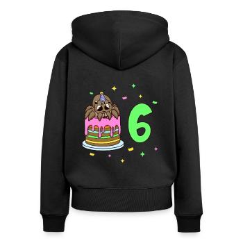 Avec araignée - Anniversaire des enfants 6 ans - Sweat à capuche zippé Premium bio Femme - noir - Dos - Julia (174cm)