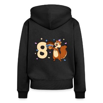 Chipmunk - Children's Birthday 8 years - Women's Premium Organic Zip Hoodie - black - Back - Julia (174cm)