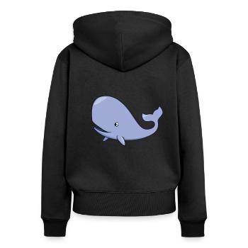 Kawaii Wal - Pottwal - Frauen Premium Bio Zip Hoodie - Schwarz - Hinten - Julia (174cm)