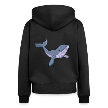 Kawaii Whale - Humpback Whale - Women's Premium Organic Zip Hoodie - black - Back - Julia (174cm)