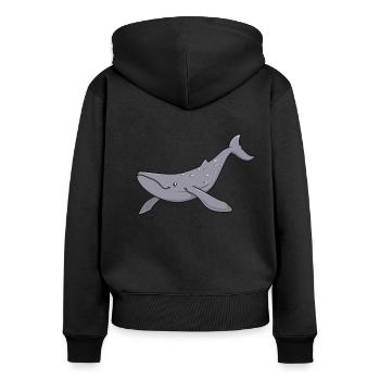 Kawaii Whale - Gray Whale - Women's Premium Organic Zip Hoodie - black - Back - Julia (174cm)