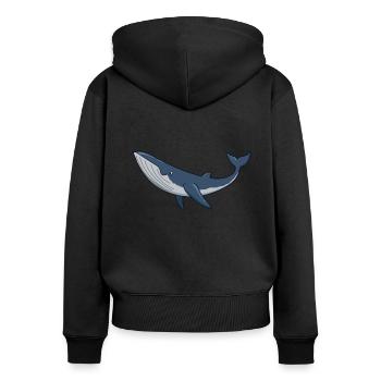 Kawaii Whale - Minke Whale - Women's Premium Organic Zip Hoodie - black - Back - Julia (174cm)