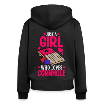 Trou de maïs - Sweat à capuche zippé Premium bio Femme - noir - Dos - Julia (174cm)