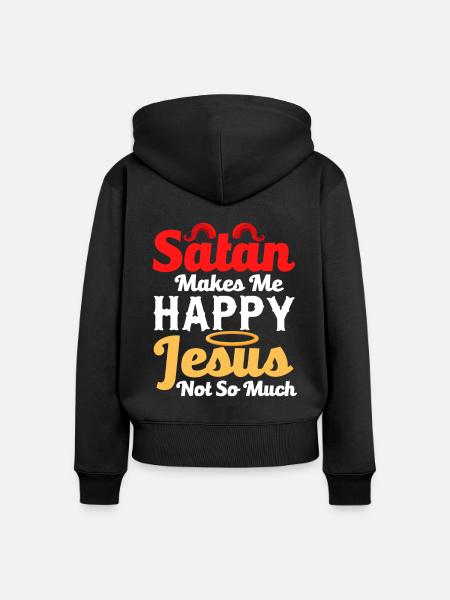 Lustiger Satanismus - Frauen Premium Bio Zip Hoodie - Schwarz
