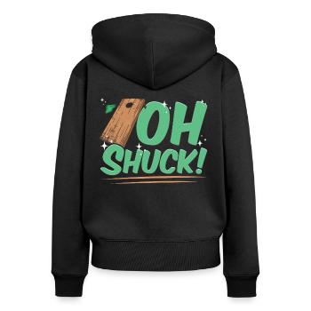 Lustiges Cornhole Corn Hole - Frauen Premium Bio Zip Hoodie - Schwarz - Hinten - Julia (174cm)