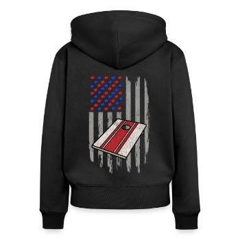 Trou de maïs patriotique - Sweat à capuche zippé Premium bio Femme - noir - Dos - Julia (174cm)