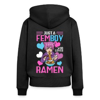 Cross Dressing - Frauen Premium Bio Zip Hoodie - Schwarz - Hinten - Julia (174cm)