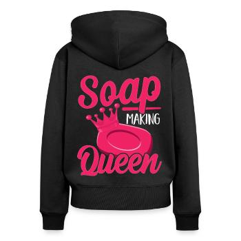 Fabricant de savon Soapologist - Sweat à capuche zippé Premium bio Femme - noir - Dos - Julia (174cm)