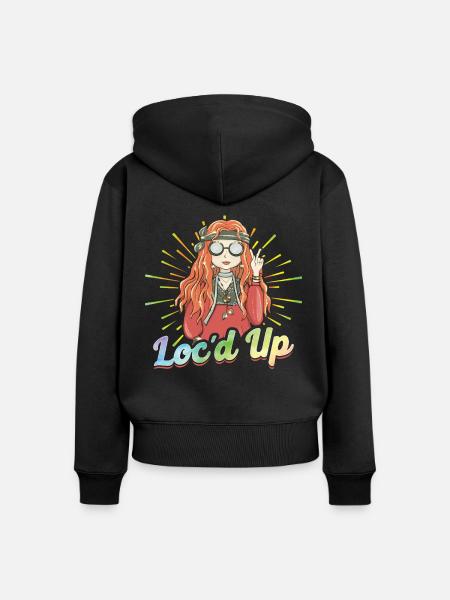 Hippie Dreadlocks Rasta - Frauen Premium Bio Zip Hoodie - Schwarz