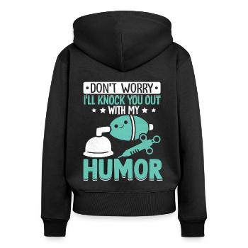 Anästhesist Anästhesiologie - Frauen Premium Bio Zip Hoodie - Schwarz - Hinten - Julia (174cm)
