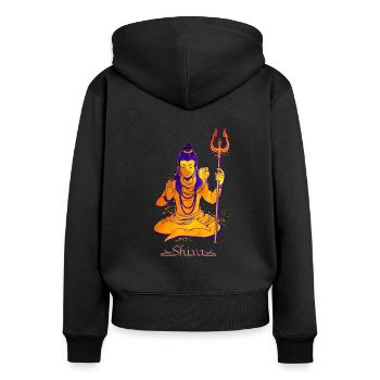 Dieu hindou - Shiva - Sweat à capuche zippé Premium bio Femme - noir - Dos - Julia (174cm)