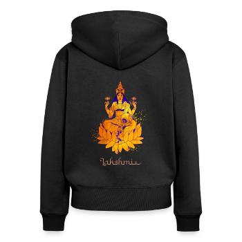 Hindu God - Lakshmi - Women's Premium Organic Zip Hoodie - black - Back - Julia (174cm)