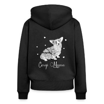 Corgiliebhaber - Corgi Mama - Frauen Premium Bio Zip Hoodie - Schwarz - Hinten - Julia (174cm)