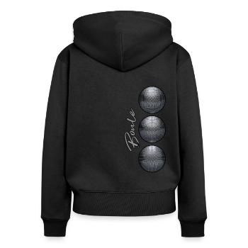 Boules - Sweat à capuche zippé Premium bio Femme - noir - Dos - Julia (174cm)