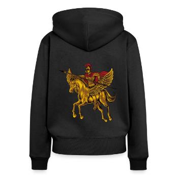 Bellérophon - Sweat à capuche zippé Premium bio Femme - noir - Dos - Julia (174cm)